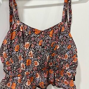 Floral Print Women's Top Lg